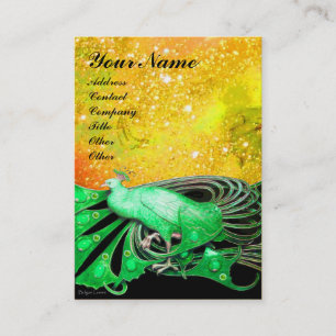 Carte De Visite PEACOCK vert noir jaune étincelle