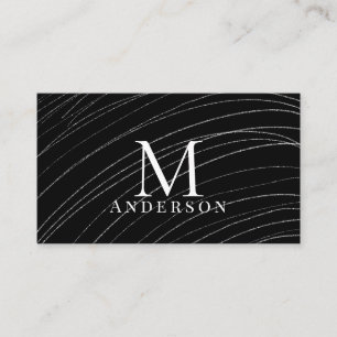 Carte De Visite Pearl Black Masculine Abstraite Double Monogramme