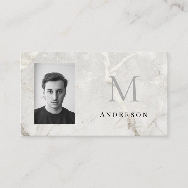 Carte De Visite Pearl Marble Masculine photo qrcode (Devant)