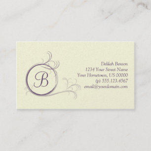 Carte de visite Pearlized pourpre de monogramme
