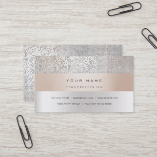 Carte De Visite Pearly Titanium Faux Gold Stripes Minimal Argent