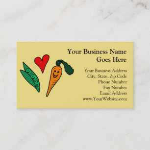 Carte De Visite Peas Lots Carottes, Vert et Orange Design