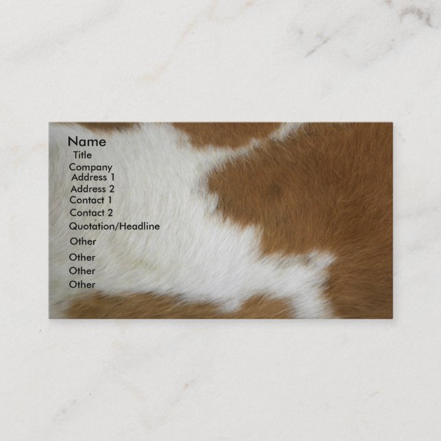 Carte De Visite Peau de vache orange brûlée (Devant)