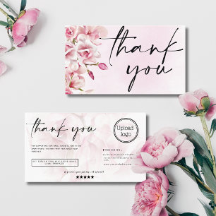 Carte De Visite Peau rose pastel script commander logo merci