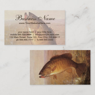 Carte De Visite Pêche à l'ancienne, Achigan à petite bouche bondis