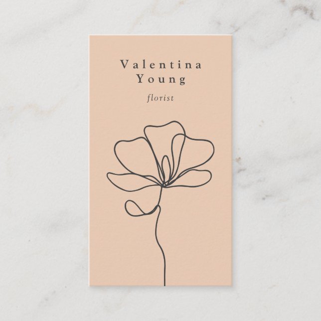 Carte De Visite Pêche broussailleuse minime fine art floral chic é (Devant)