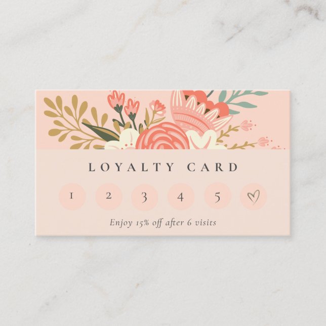 Carte De Visite Pêche Chic Orange Blush Ambrosia Fidélité Florale (Devant)