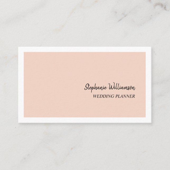 Carte De Visite Pêche et blanc Élégant Wedding planner moderne (Devant)