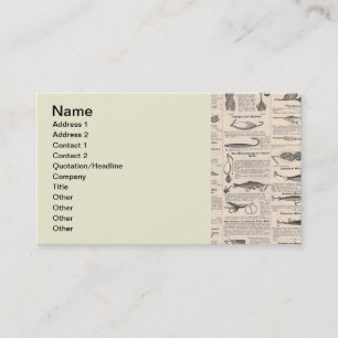 Carte De Visite Pêche leures Publicité Pêcheur Art