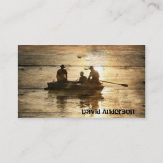 Carte De Visite Pêche primitive de canoë de bateau de lac de pays