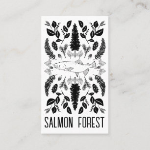 Carte De Visite Pêche Saumon unique Pêche Nature Botanique Simple