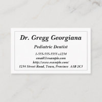 Carte de visite pédiatrique de base