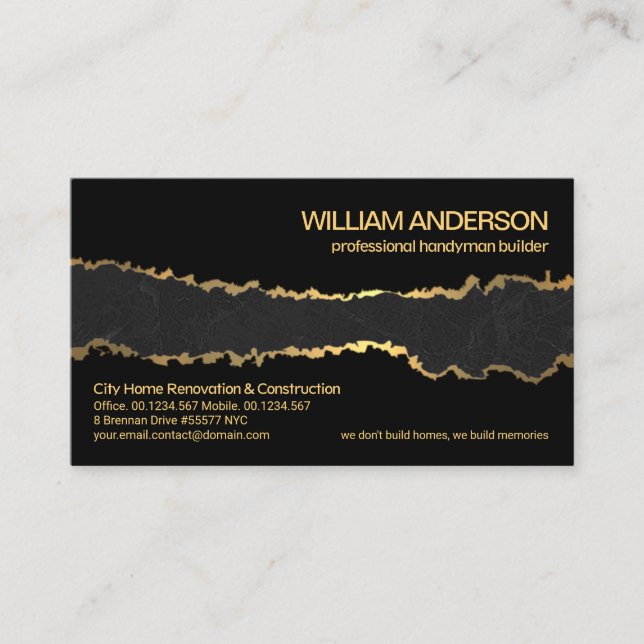 Carte De Visite Peeling Gold Fond d'écran Noir Marbre Grunge Build (Devant)