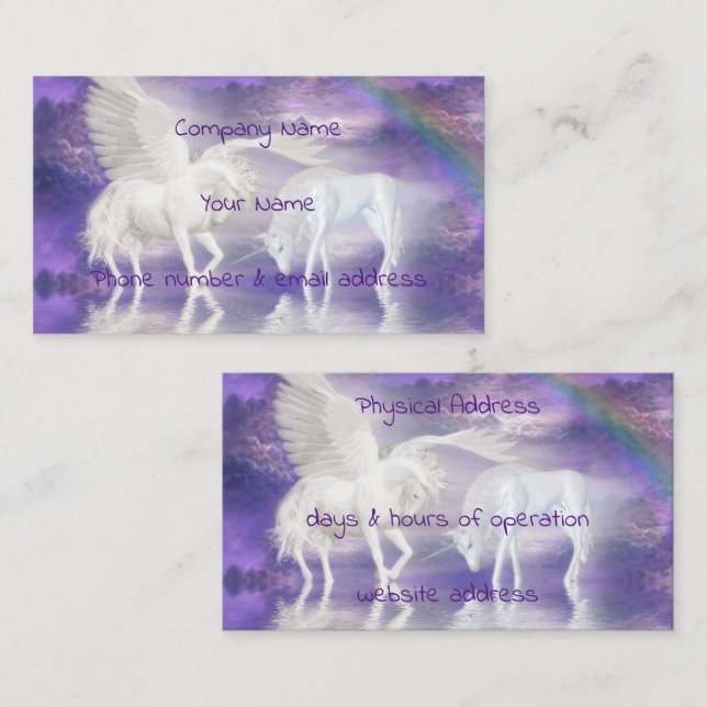 Carte De Visite Pegasus et licorne (Devant / Derrière)