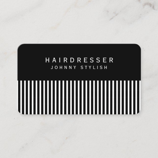 Carte De Visite Peigne de cheveux inspiré look noir (Devant)