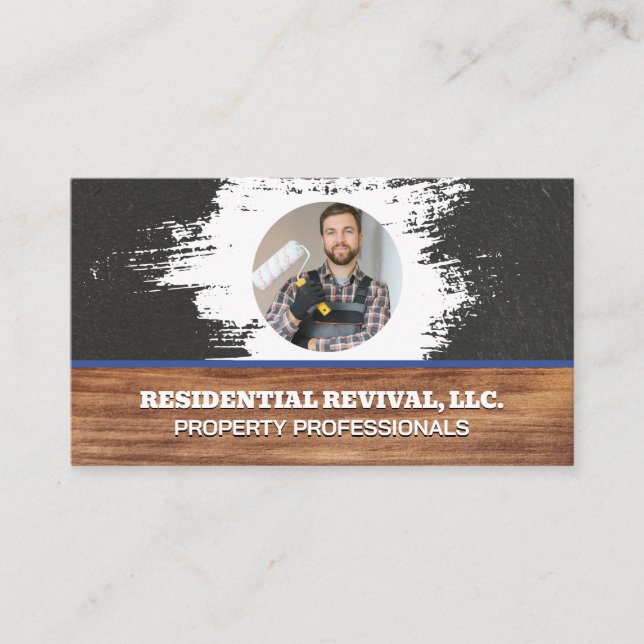 Carte De Visite Peintre avec rouleau de peinture | Tradesman compé (Devant)
