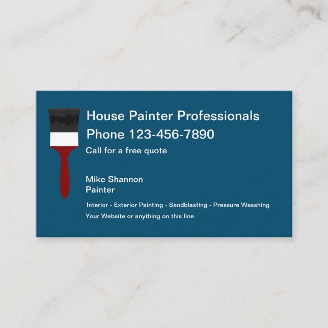 Carte De Visite Peintre De Maison Professionnel Conçu (Devant)