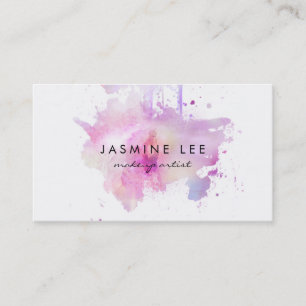 Carte De Visite peintre de maquillage moderne chic aquarelle viole