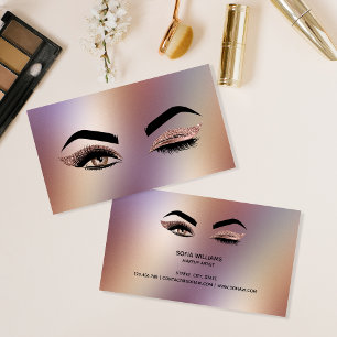 Carte De Visite Peintre de maquillage Wink Eye Lashes Rose Gold