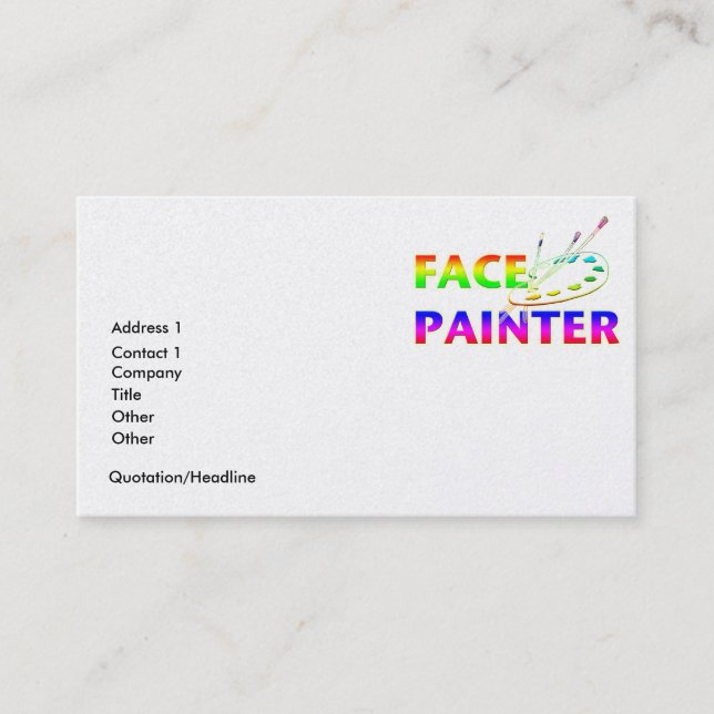 Carte De Visite Peintre de visage (Devant)