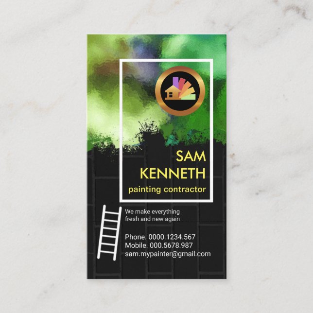 Carte De Visite Peintre en brique de Grunge de Graffiti brillant (Devant)