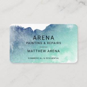 Carte De Visite Peintre Moderne Dégradé Bleu Vert Éclaboussé