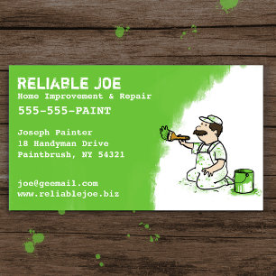 Carte De Visite Peintre peignant l'entrepreneur vert de bande