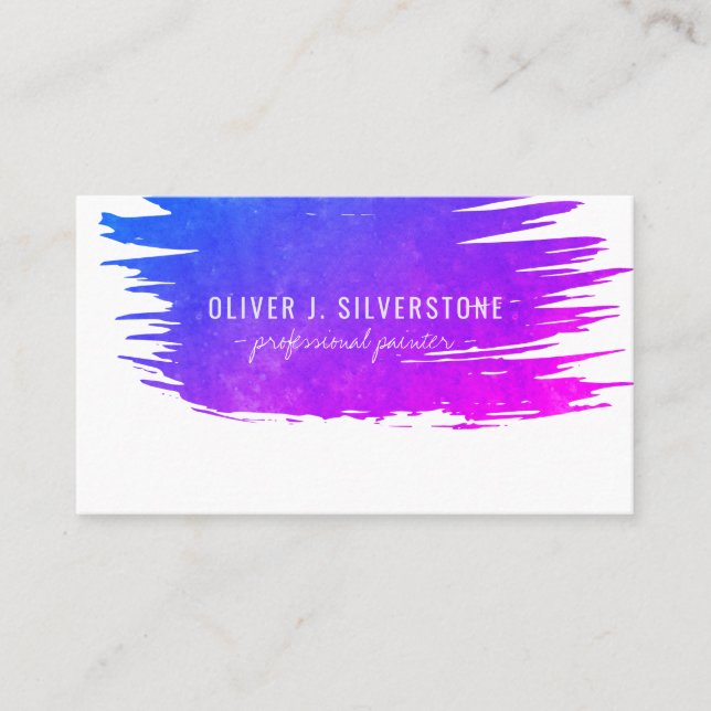 Carte De Visite Peintre professionnel couleur violet aquarelle bro (Devant)