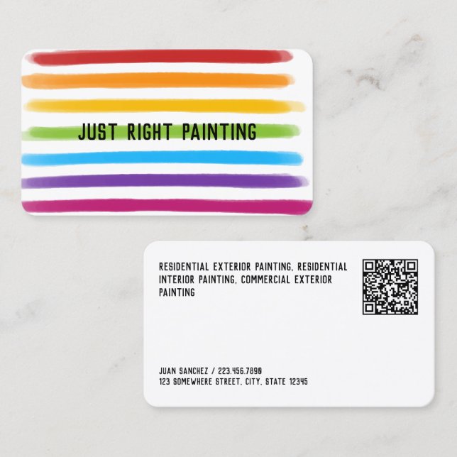 Carte De Visite Peintre QR personnalisé (Devant / Derrière)