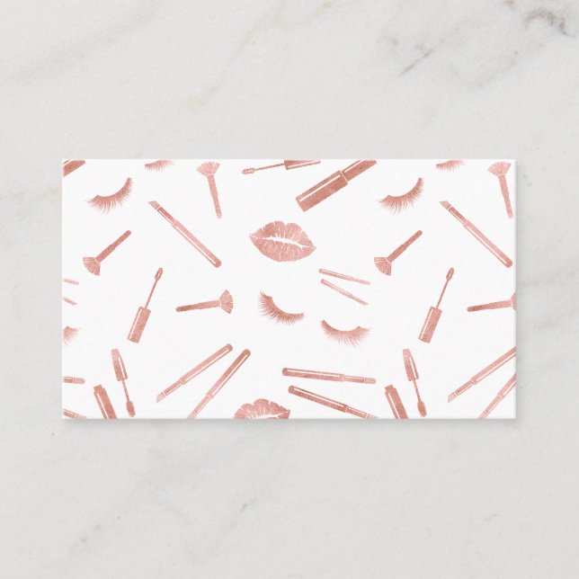 Carte De Visite Peintre rose de maquillage or lashes lèvres lèvres (Devant)