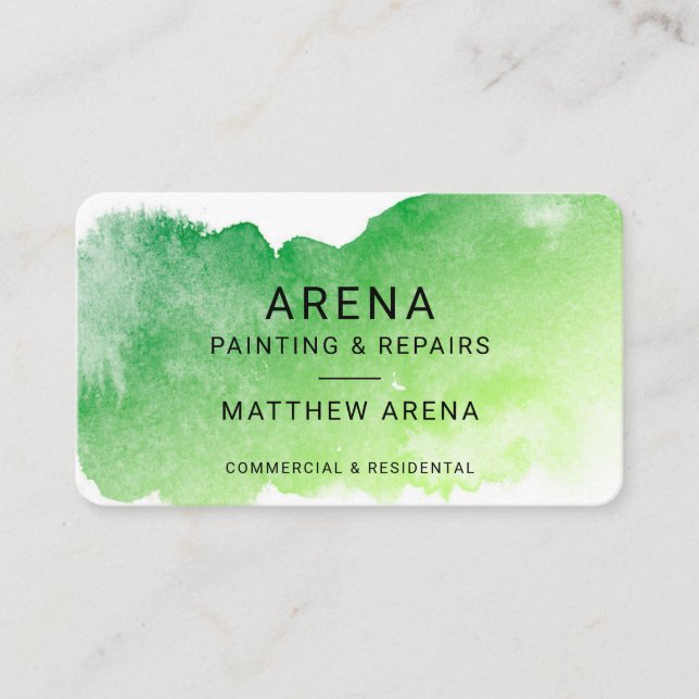 Carte De Visite Peintre vert Splash moderne (Devant)