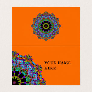 Carte De Visite Peinture à la main Mandala Horloge Face 24