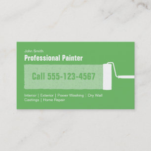 Carte De Visite Peinture à la maison professionnelle verte faite