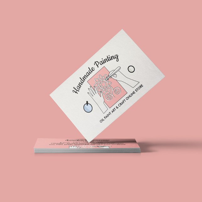 Carte De Visite Peinture à l'huile d'ivoire Beige Blush artisanal (Créateur téléchargé)