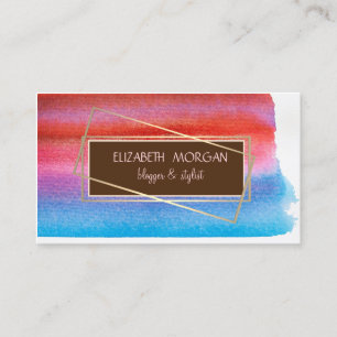 Carte De Visite Peinture Aquarelle Moderne Éclaboussure, Cadre Dor