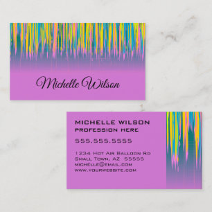 Carte De Visite Peinture aquarelle rose bleu jaune