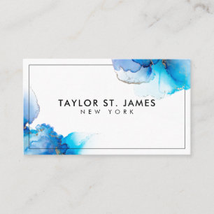 Carte De Visite Peinture Bleu Or Splatter Professional