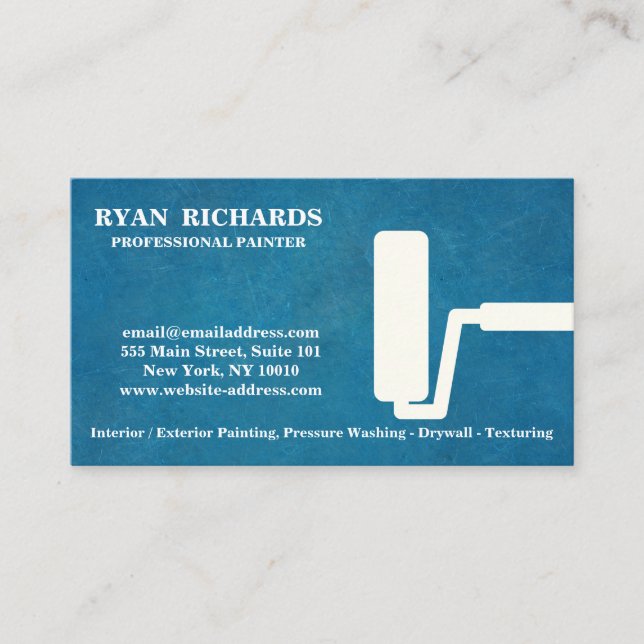 Carte De Visite Peinture bleue de Chambre de tableau (Devant)
