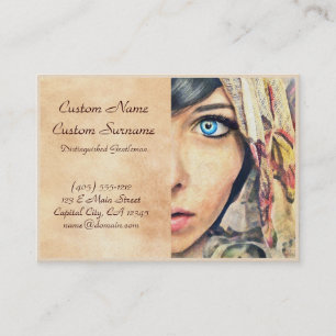 Carte De Visite Peinture classique fraîche de portrait d'aquarell