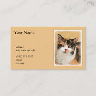 Carte De Visite Peinture de chat Calico - Cute Original Cat Art