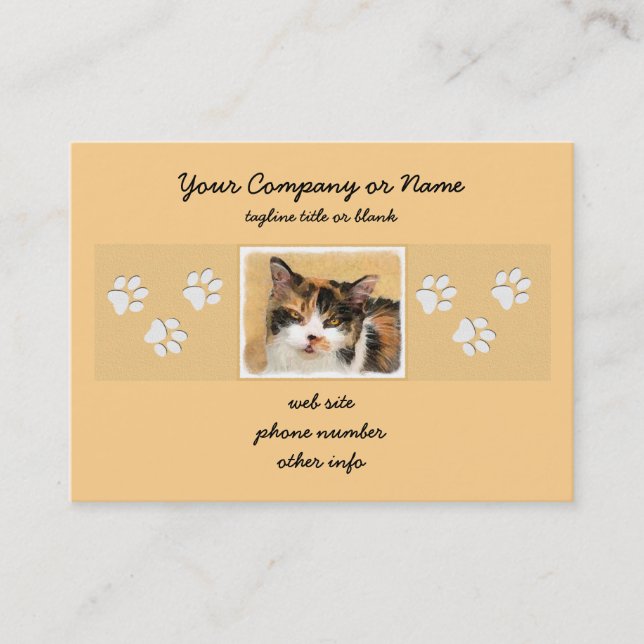 Carte De Visite Peinture de chat Calico - Cute Original Cat Art (Devant)