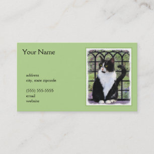 Carte De Visite Peinture de chat Tuxedo - Cute Original Cat Art