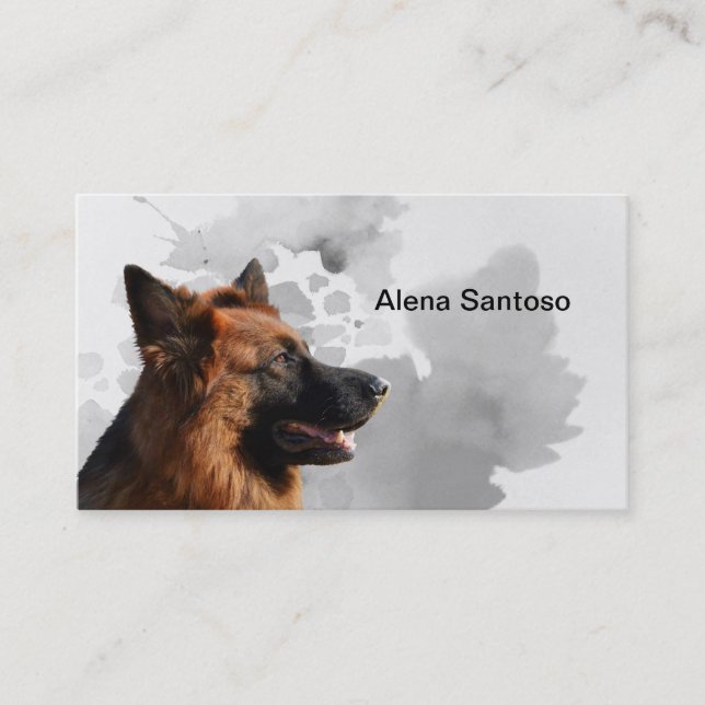 Carte De Visite Peinture de chien berger allemand (Devant)