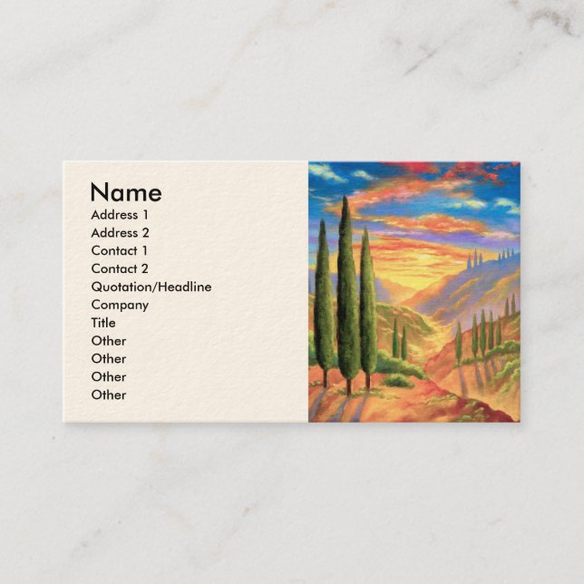 Carte De Visite Peinture de paysage de la Toscane - multi (Devant)