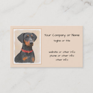 Carte De Visite Peinture de Pinscher Allemand Art Animal Original