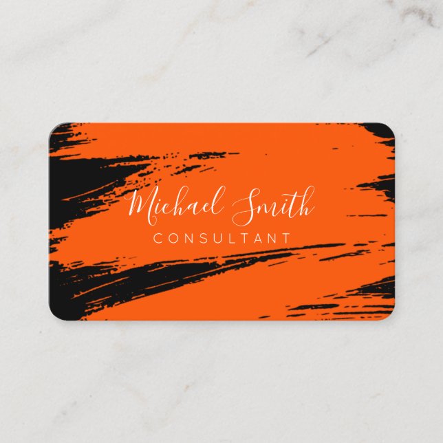 Carte De Visite Peinture de pointe orange moderne (Devant)