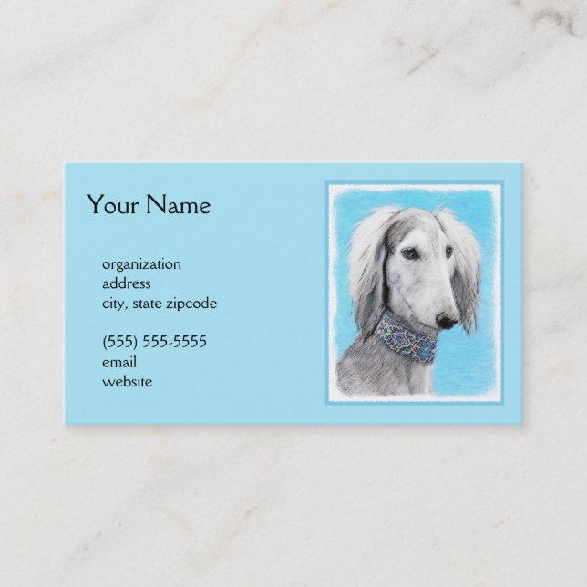 Carte De Visite Peinture de Saluki (Argent) - Joli art original de (Devant)