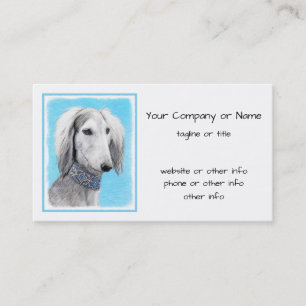 Carte De Visite Peinture de Saluki (Argent) - Joli art original de