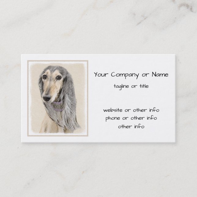 Carte De Visite Peinture de Saluki (Faune) - Cute Original Chien A (Devant)