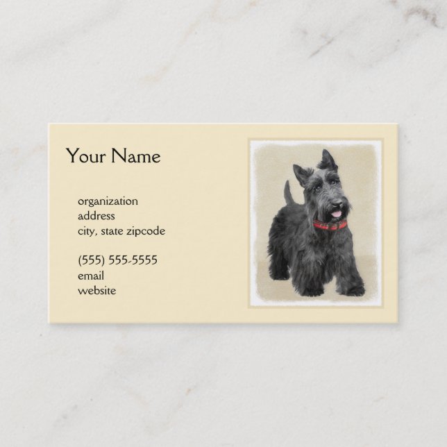 Carte De Visite Peinture de Terrier d'écossais - art original (Devant)